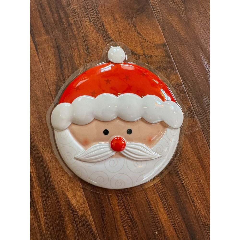 Vintage Santa Claus Cake Cookie 3D plastic topper Decopack Christmas emblem